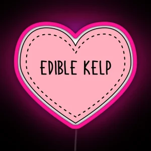 Edible Kelp Cute Pink Heart Stitches Seaweed RGB Neon Sign