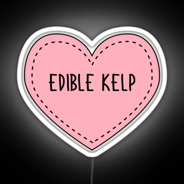 Edible Kelp Cute Pink Heart Stitches Seaweed RGB Neon Sign