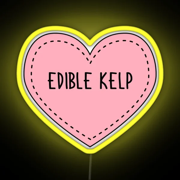 Edible Kelp Cute Pink Heart Stitches Seaweed RGB Neon Sign