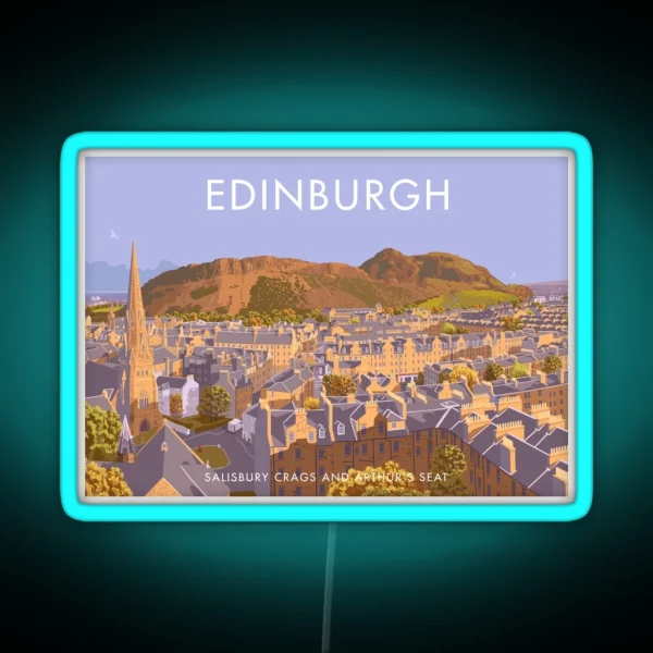 Edinburgh Salisbury Crags Arthur S Seat RGB Neon Sign