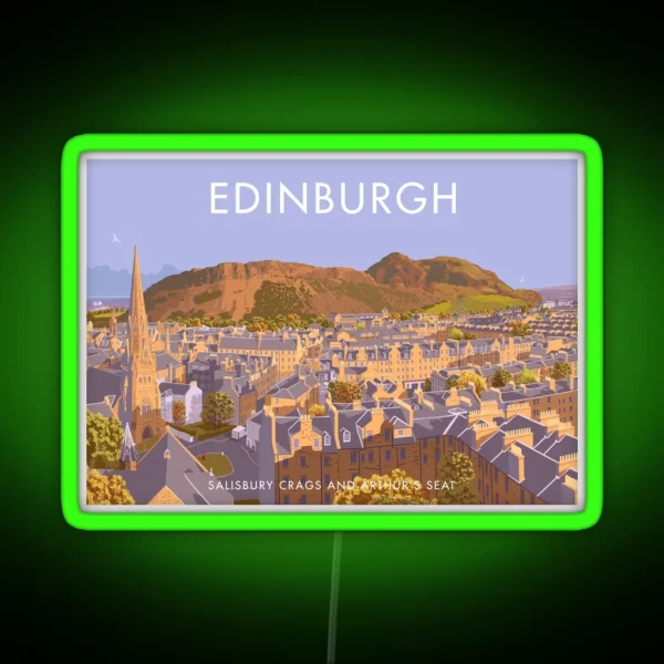 Edinburgh Salisbury Crags Arthur S Seat RGB Neon Sign