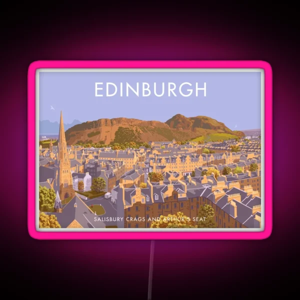 Edinburgh Salisbury Crags Arthur S Seat RGB Neon Sign