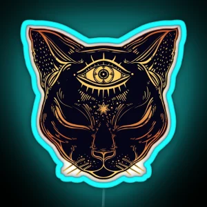 Egyptian Cat With Third Eye Open RGB Neon Sign