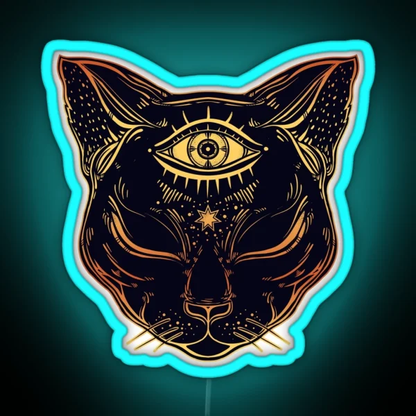 Egyptian Cat With Third Eye Open RGB Neon Sign