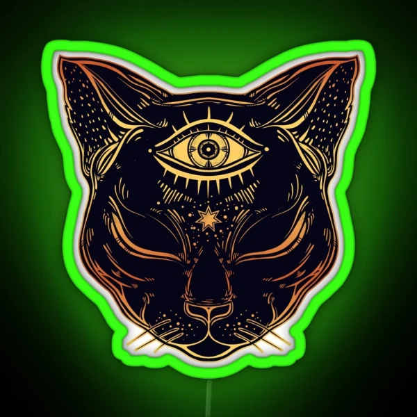 Egyptian Cat With Third Eye Open RGB Neon Sign