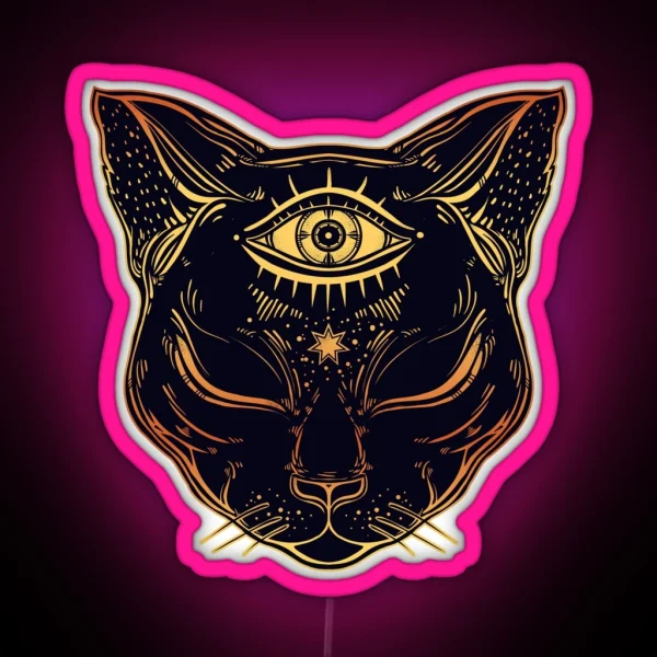 Egyptian Cat With Third Eye Open RGB Neon Sign