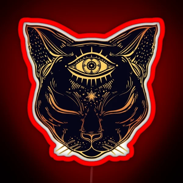 Egyptian Cat With Third Eye Open RGB Neon Sign