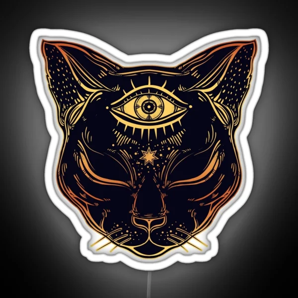 Egyptian Cat With Third Eye Open RGB Neon Sign