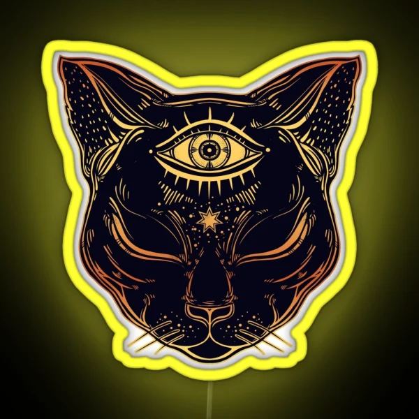Egyptian Cat With Third Eye Open RGB Neon Sign