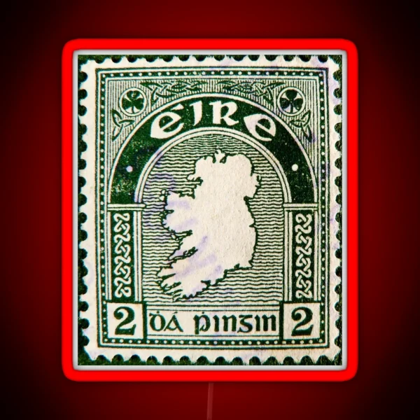 Eire Ireland Vintage Old Postage Stamp RGB Neon Sign