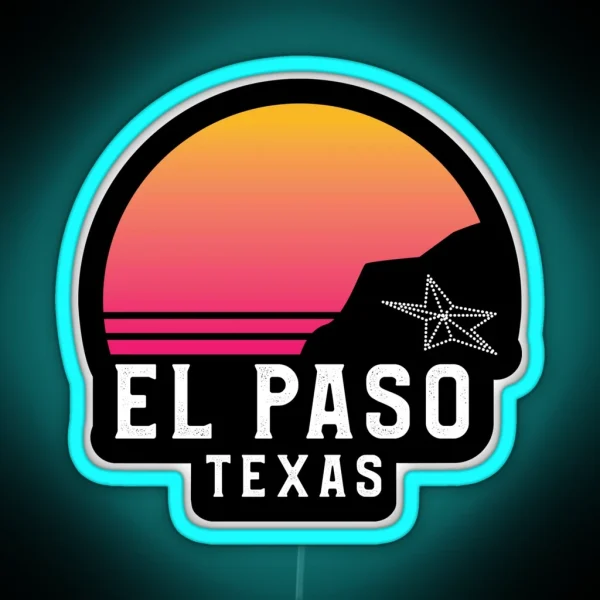 El Paso Texas Mountain Sunset Led RGB Neon Sign