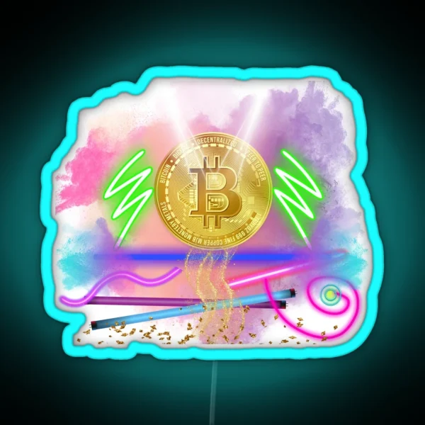 Electric Fluorescent Bitcoin RGB Neon Sign
