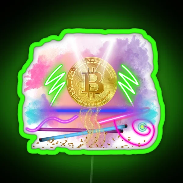 Electric Fluorescent Bitcoin RGB Neon Sign