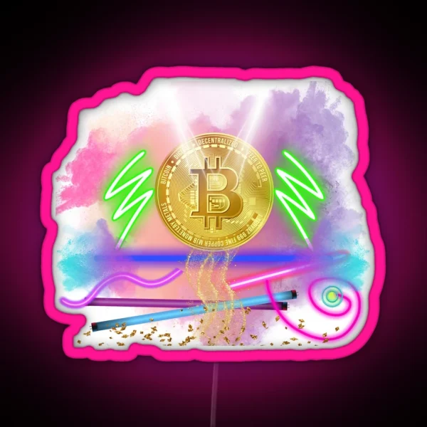 Electric Fluorescent Bitcoin RGB Neon Sign
