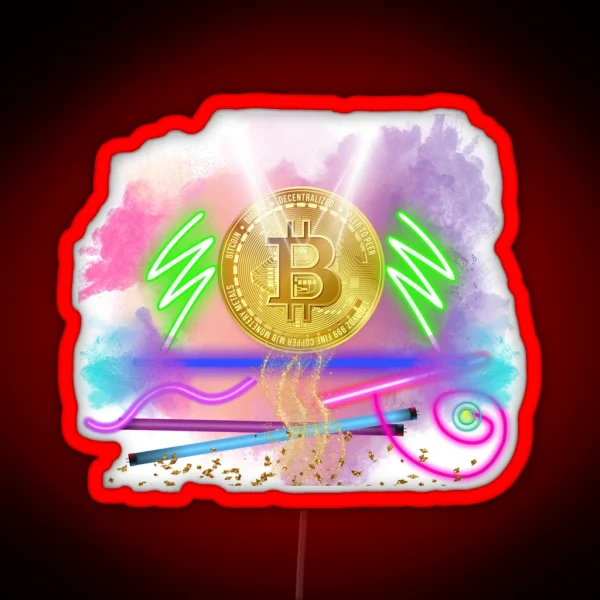 Electric Fluorescent Bitcoin RGB Neon Sign