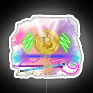 Electric Fluorescent Bitcoin RGB Neon Sign