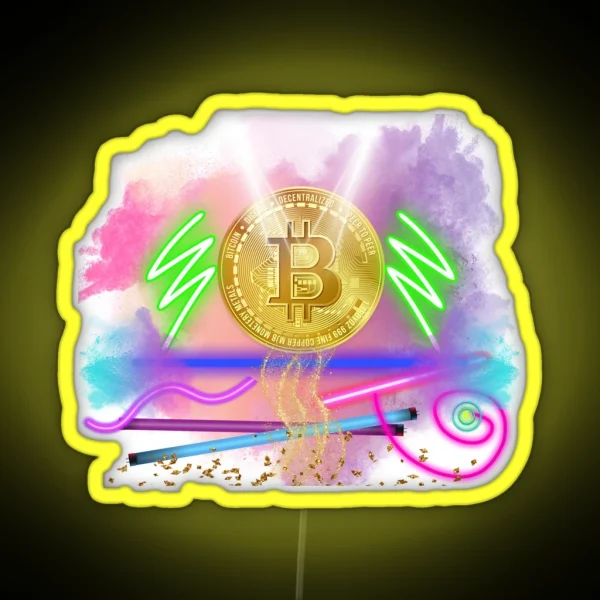 Electric Fluorescent Bitcoin RGB Neon Sign