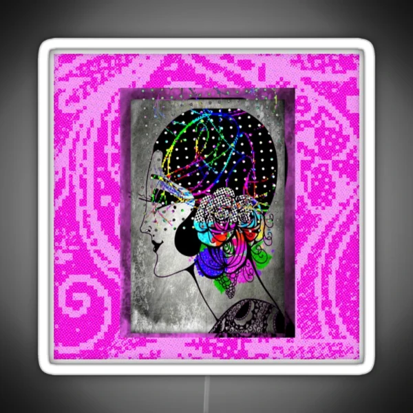 Elegant Woman In A Era Gone By Hair Colored RGB Neon Sign