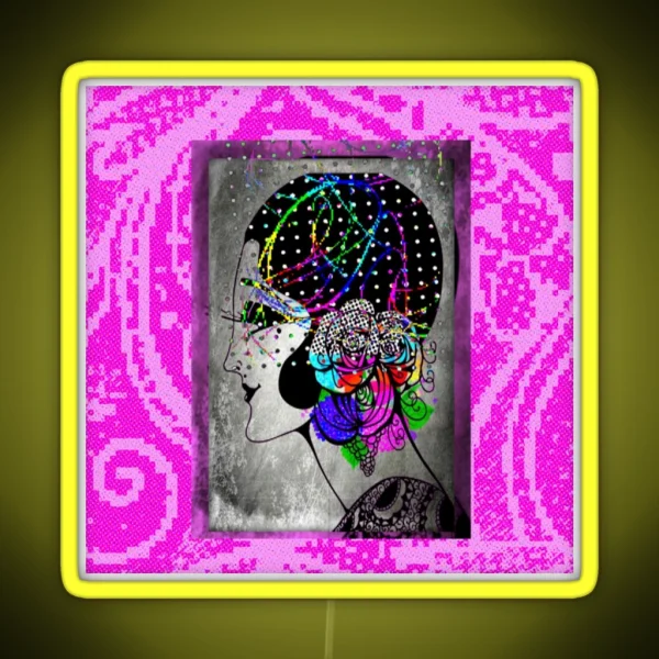 Elegant Woman In A Era Gone By Hair Colored RGB Neon Sign