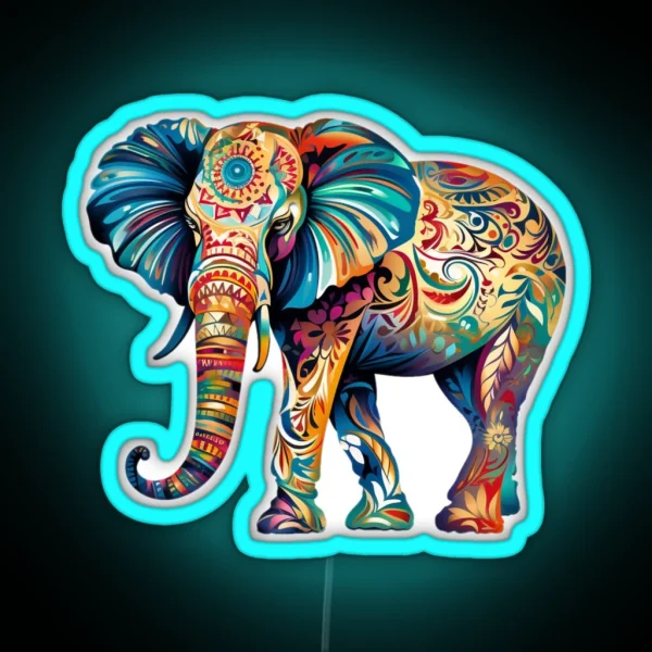 Elephant In The Room Colorful African Indian RGB Neon Sign