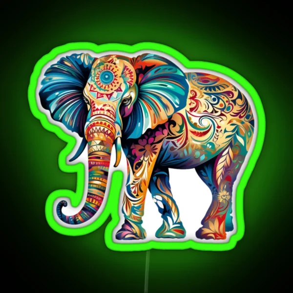 Elephant In The Room Colorful African Indian RGB Neon Sign