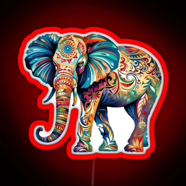 Elephant In The Room Colorful African Indian RGB Neon Sign
