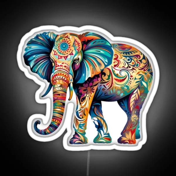 Elephant In The Room Colorful African Indian RGB Neon Sign