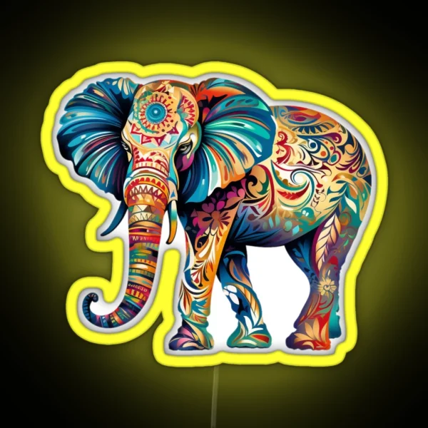 Elephant In The Room Colorful African Indian RGB Neon Sign