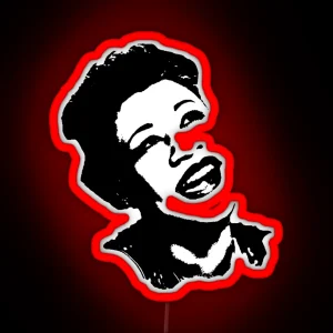 Ella Fitzgerald Face Black And White Posterized RGB Neon Sign