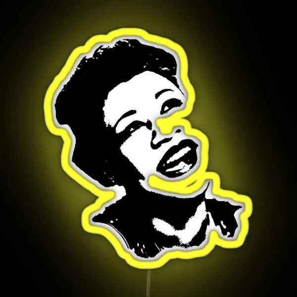 Ella Fitzgerald Face Black And White Posterized RGB Neon Sign