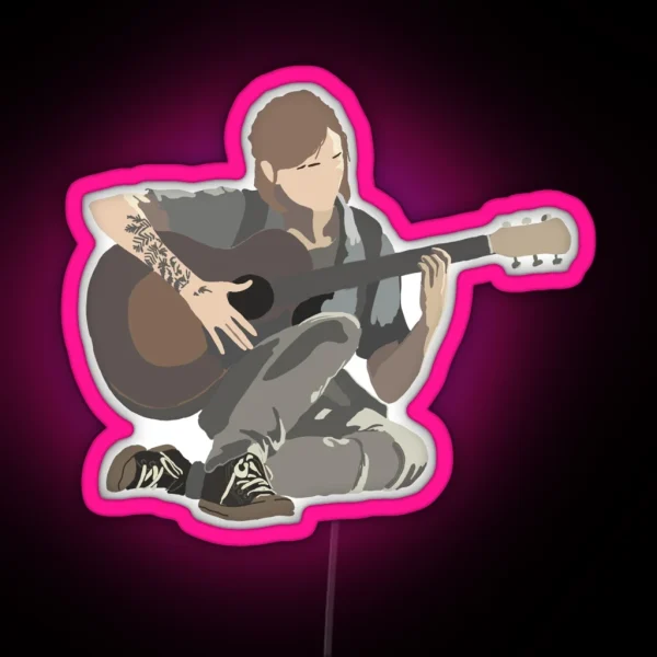 Ellie Playing Guitar RGB Neon Sign