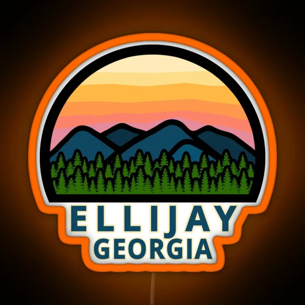 Ellijay Georgia Mountain Scene RGB Neon Sign