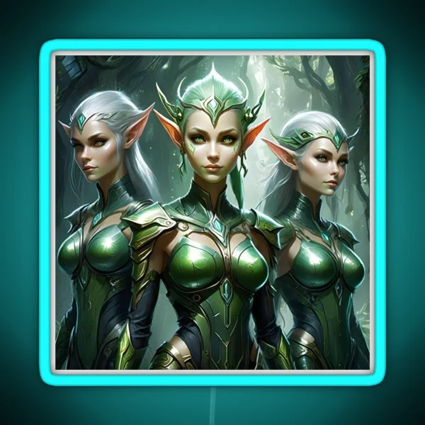 Emerald Wardens Elven Protectors Of The RGB Neon Sign