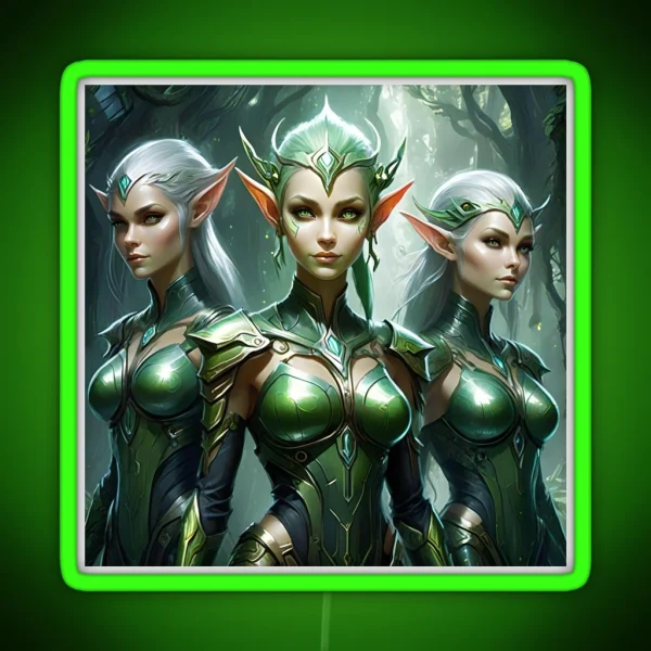 Emerald Wardens Elven Protectors Of The RGB Neon Sign