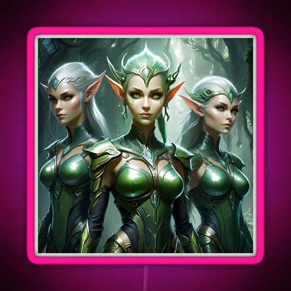 Emerald Wardens Elven Protectors Of The RGB Neon Sign