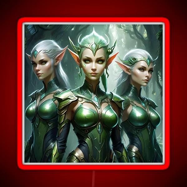 Emerald Wardens Elven Protectors Of The RGB Neon Sign