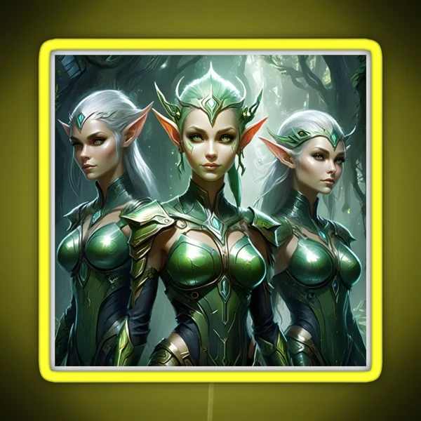 Emerald Wardens Elven Protectors Of The RGB Neon Sign