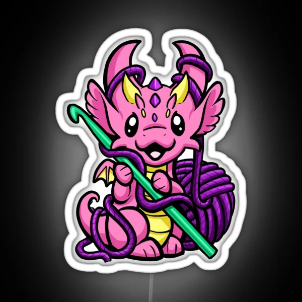 Emma Crochet Dragon RGB Neon Sign
