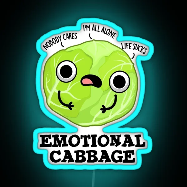 Emotional Cabbage Funny Veggie Puns RGB Neon Sign