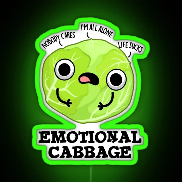 Emotional Cabbage Funny Veggie Puns RGB Neon Sign