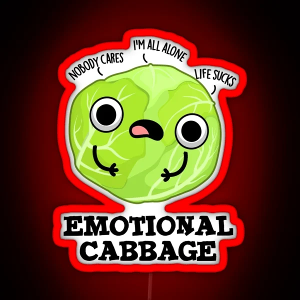 Emotional Cabbage Funny Veggie Puns RGB Neon Sign