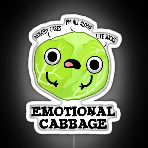 Emotional Cabbage Funny Veggie Puns RGB Neon Sign