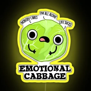 Emotional Cabbage Funny Veggie Puns RGB Neon Sign