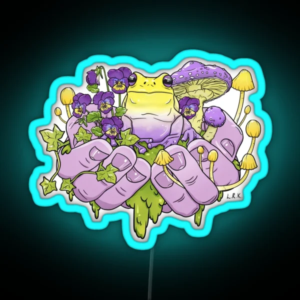 Enby Frog Toadstool Handful RGB Neon Sign