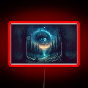 Enchanted Forest Night Sky Galaxy Eye Artwork RGB Neon Sign