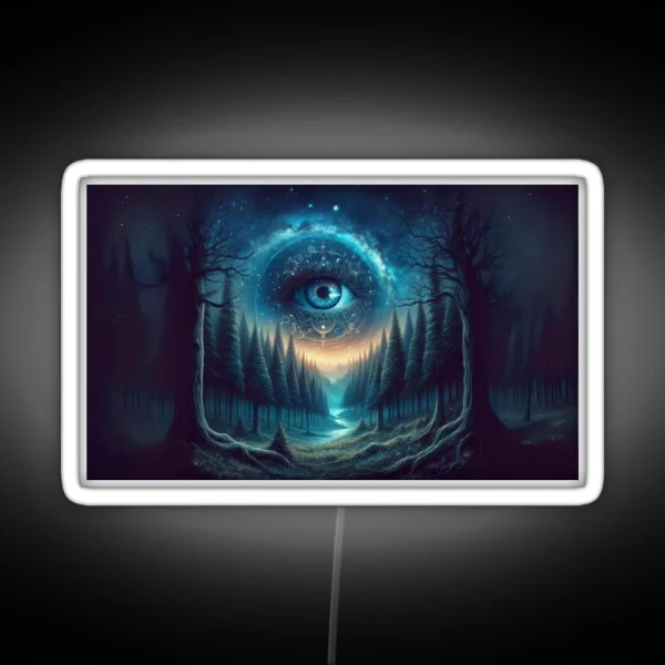 Enchanted Forest Night Sky Galaxy Eye Artwork RGB Neon Sign