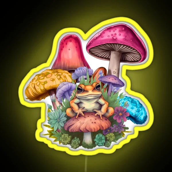 Enchanted Frog And Mushroom Scene RGB Neon Sign
