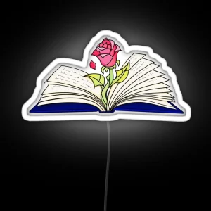 Enchanted Rose Growing From Book RGB Neon Sign