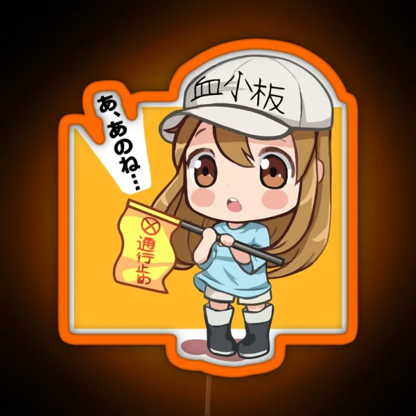 Endowed Beauty Platelet Chan Shop Manager Cute Cells At Work Hataraku Saibou Gift For Birthday RGB Neon Sign