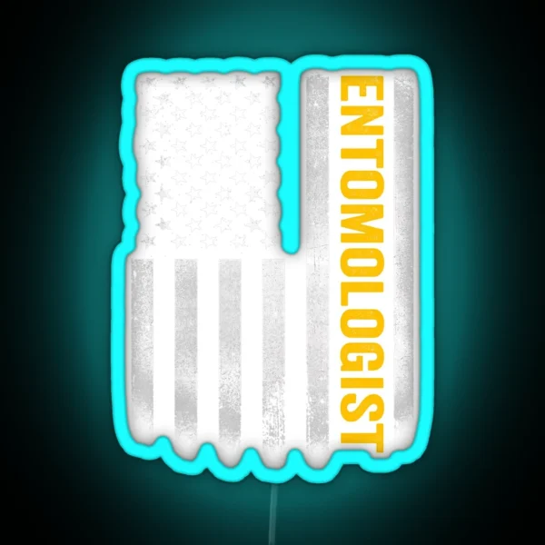 Entomologist Dad American Flag Vintage USA Entomologist RGB Neon Sign